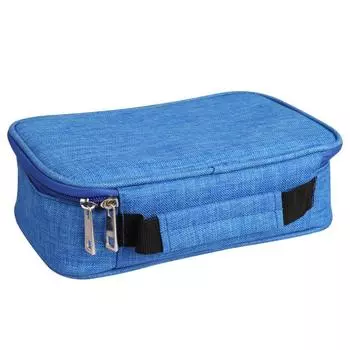 Pen Большой пенал с ручкой Pen Tool Pen Tool Pen Хранение ручек Многослойная ручка для деталей Канцелярские принадлежности Синий чехол, Стильный, Вместимость, Холст, синий