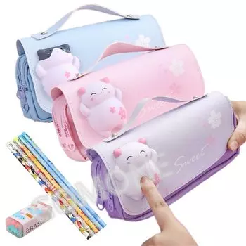 Pen Case for Large 3 Layer Pen 3D Cute Pencil Stationery Push Stress Pencil Pencil Accessory Large Cosmetic Finger Stationery Present for Elementary