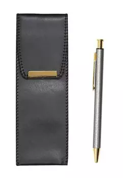 pen case lizard retractable ballpoint pen set Eco-leather (black) NQ26, all-metal finish, (3-pack, gray) T23-BR-B-NQ26B-H-3 серый