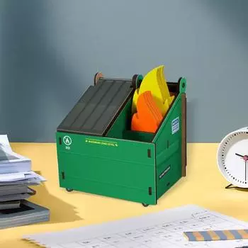 Pen Holder with Flame Note Cards 3 Compartments Fireproof Table Box Pen Storage