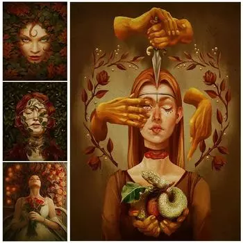 Пеньихир Терикат Олег Танаман Сени Диндинг Антик Лукисан Канвас Сихир дан Элемен Сихир Гелап Плакат Четакан Декораси Румах Танпа Бинкай Без рамки 21*30cm