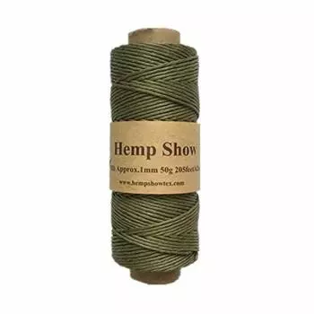 Пеньковый шпагат 1мм 50г 62м рулон [HEMP SHOW] (Конопля100%) (По-настоящему Оливковый) [Элемент]