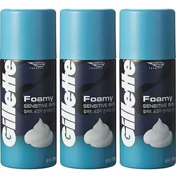 Пена для бритья Gillette Foomi Sensitive Skin, 175 г, 3 шт., корейское бритвенное лезвие