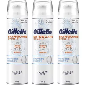 Пена для бритья Gillette Skin Guard для чувствительной кожи, тип пены 245 г x 3 шт. [Оптовая закупка] белый