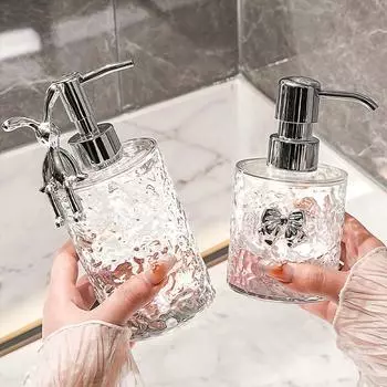 Пена для дезинфекции рук Бутылка для душа в ванной комнате отеля Пустая бутылка Диспенсер для бутылок Пресс для бутылок Барботер Round bubbly bottle прозрачный/серебряный