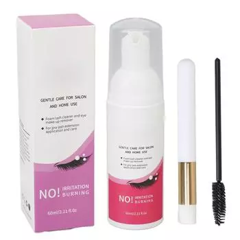 Пена для очищения наращенных ресниц Professional Home Salon Safe Mild Lash Shampoo с чистящей щеточкой