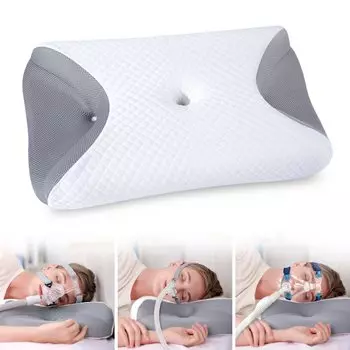 Пена с эффектом памяти HOMCA CPAP для бокового апноэ Подушка для всех CPAP Маска уменьшает утечку воздуха и шейный CPAP Маска снимает напряжение шеи Серая королевская подушка, спальные места, серый