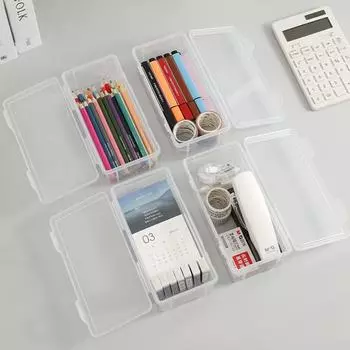 Пенал большого объема, прозрачный канцелярский чехол, пенал, цветной карандаш, детский карандаш для рисования, эскиз, пенал