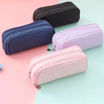 Пенал большой емкости, чехол-органайзер на молнии, износостойкий органайзер для канцелярских принадлежностей с сетчатым карманом чёрный