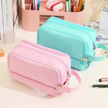 Пенал большой емкости для девочек с несколькими отделениями, органайзер для ручек и канцелярских принадлежностей фиолетовый