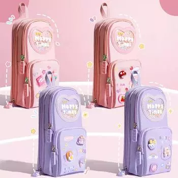 Пенал большой емкости для хранения канцелярских принадлежностей для студентов, 3 слоя, 6 сеток, школьные принадлежности