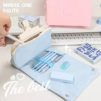 Пенал большой емкости для студентов, высококачественная сумка для хранения канцелярских принадлежностей, японская ниша, многослойная коробка для канцелярских принадлежностей для девочек белый