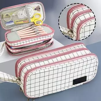 Пенал большой емкости канцелярские принадлежности школьные принадлежности пеналы сумка офисный стол сумка для хранения ручек для студентов и детей пеналы сумки коробка розовый