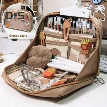 Пенал большой емкости, многослойная сумка для хранения, водостойкий холщовый органайзер для ручек, офисные принадлежности, художественные аксессуары синий