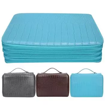 Пенал большой емкости на 200 ячеек, держатель для карандашей, 4-слойный секретный карман для хранения Lake Blue