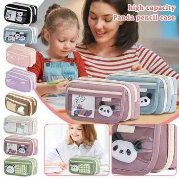 Пенал большой емкости, пенал для хранения с 3 отделениями, пенал большой емкости, пенал-органайзер для мальчика и ребенка One Size чёрный