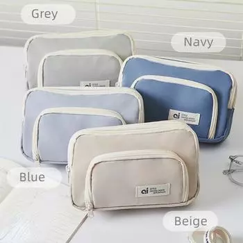 Пенал большой емкости, простой однотонный пенал, сумка большой емкости на молнии, сумка для хранения канцелярских принадлежностей, студенческие принадлежности