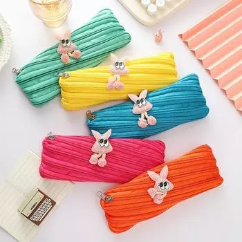 Пенал большой емкости с большим диагональным отверстием, застежкой-молнией, сумка для ручек, держатель для ластиков для ручек и офиса оранжевый