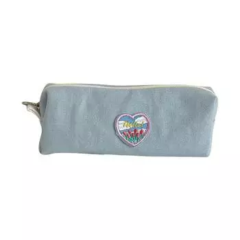 Пенал большой емкости с вышивкой в виде сердца, органайзер для стола, школьные принадлежности для школьников