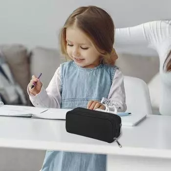 Пенал большой емкости с застежкой-молнией из ткани Оксфорд, водонепроницаемый, для хранения канцелярских принадлежностей чёрный