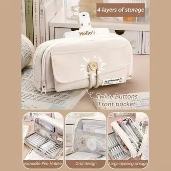 Пенал большой емкости, сумка для карандашей, ручная сумка для ручек, косметический портативный подарок для офиса, школы, подростка, девочки, мальчика, мужчины, женщины, взрослого