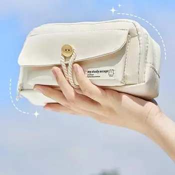 Пенал большой емкости, сумка для карандашей, ручная сумка для ручек, косметический портативный подарок для офиса, школы, для девочек и мальчиков, мужчин, женщин, взрослых белый