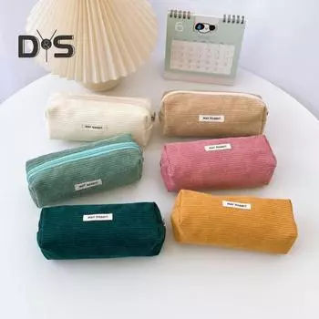 Пенал большой емкости, вельветовая сумка для карандашей, многоцелевая сумка для канцелярских принадлежностей, косметичка, органайзер для офиса и путешествий, подарков серый