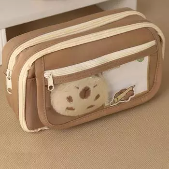 Пенал большой емкости Yousheng Capybara с застежкой-молнией, вместительный органайзер, многофункциональная косметичка 1 Set