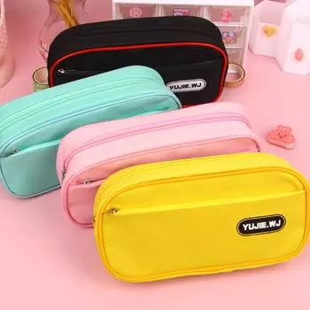 «Пенал большой вместимости в корейском стиле для студентов — креативная, многофункциональная сумка для карандашей из ткани Оксфорд» Pencil Case чёрный