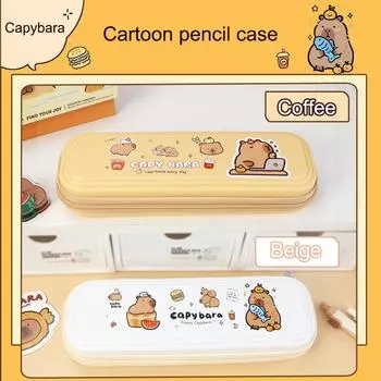 Пенал Capybara с рисунком, милый, большой емкости, канцелярский чехол, сумка для карандашей бежевый