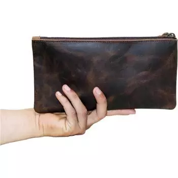 Пенал, чехол, держатель для ручек с застежкой-молнией, органайзер для кистей, художественные принадлежности, офисная коробка для маркеров, линейка, подарок для студентов, художника, художника и писателя 10 x 5 in коричневый