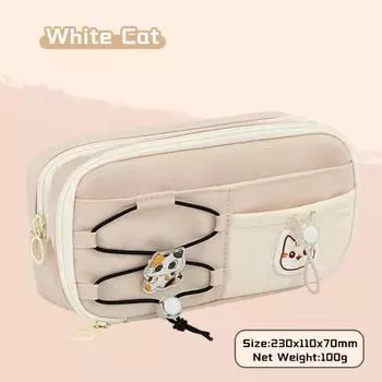 Пенал Черный Кот Многослойный Пенал Новая Сумка для Ручек Снова в Школу белый