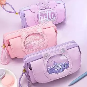 Пенал для девочек, розовый, симпатичный, большой емкости, канцелярская коробка, многофункциональная сумка для хранения карандашей/маркеров для студентов