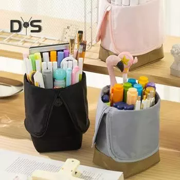 Пенал для карандашей на ножках с застежкой-молнией, однотонный держатель для ручек, большой емкости, легкий, моющийся пенал бежевый