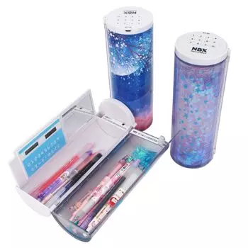 Пенал для начальной школы Smart Lock Pen Quicksand Pencil Pen Большая емкость Cherry для студентов, девочек, мальчиков, чехол, милый, держатель, стоя,