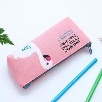 Пенал Фламинго Холст Школьные принадлежности Канцелярские Подарочные Симпатичные Пенал Сумка розовый