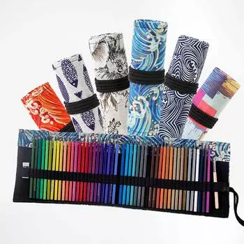 Пенал Холст Искусство Рисунок Ручка Сумки Wrap Roll Up Держатель Для Хранения Печати 12 Holes