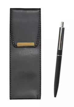 Пенал из эко-кожи, черный AP150, набор женских механических карандашей 1965 года выпуска с металлическим зажимом Knock Type, 3 шт., черный T23-BR-B-AP150S-B-3