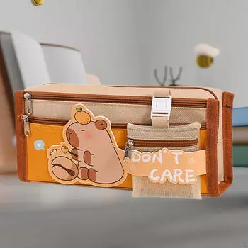 Пенал из холста, многофункциональная сумка для канцелярских принадлежностей большой емкости для детей Capybara A