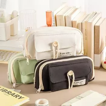 Пенал из пеньковой веревки, сумка для ручек, 3 отделения, передний карман, сумка из ткани Оксфорд, сумка для хранения канцелярских принадлежностей, школы