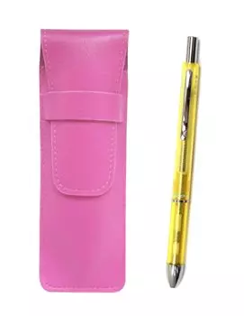 Пенал из розовой зернистой кожи 3 Mecha Japan прозрачный набор желтый SASP-CL3M-Y