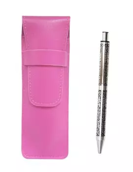 Пенал из розовой зернистой кожи NQ30 с толстой металлической ручкой и прямым стержнем Виноградный SASP-NQ30B-V