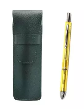 Пенал из зернистой кожи Moss Green 3 Mecha Japan Clear Set Yellow SASMG-CL3M-Y