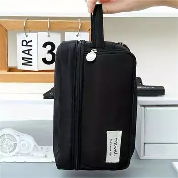 Пенал Macaron большой емкости, многофункциональный пенал для студента чёрный