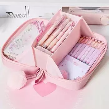 Пенал многослойное хранение большой дизайн отверстия для ручек пенал для студентов офисных работников учебные принадлежности зелёный