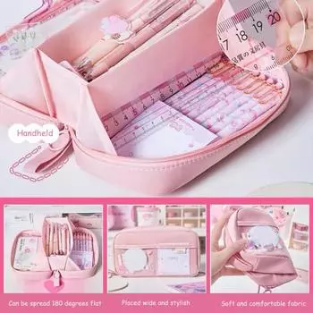 Пенал многослойное хранение большой дизайн отверстия для ручек пенал для студентов офис фиолетовый