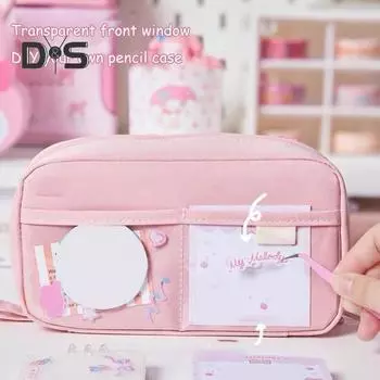 Пенал многослойное хранение большой дизайн отверстия для ручек пенал для студентов офисных работников учебные принадлежности света кофе