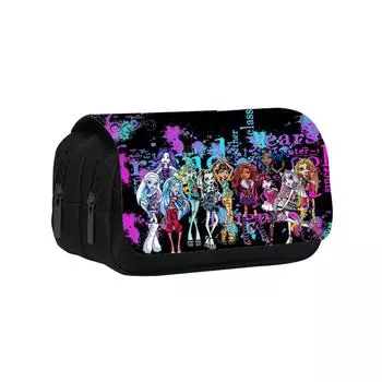 Пенал Monster High большой вместимости, двойные молнии, мультяшный пенал