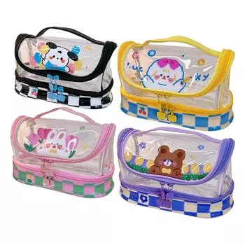 Пенал мультяшный стиль большой емкости пластиковый прозрачный ПВХ портативный большой пенал для гвоздика Balloon Puppy