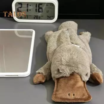 Пенал Otter с плюшевой текстурой, большой емкости, застежка-молния, сумка для карандашей с рисунком животных, многофункциональный настольный органайзер A